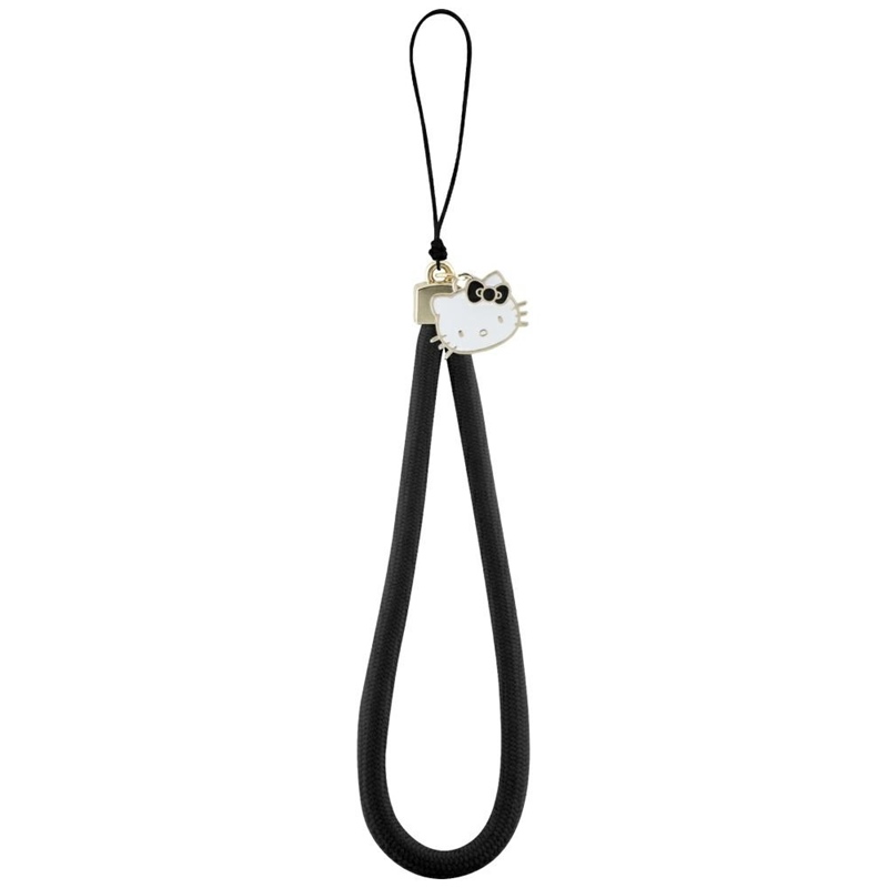 Juodas „Hello Kitty Nylon Cord Kitty Head“ telefono pakabukas