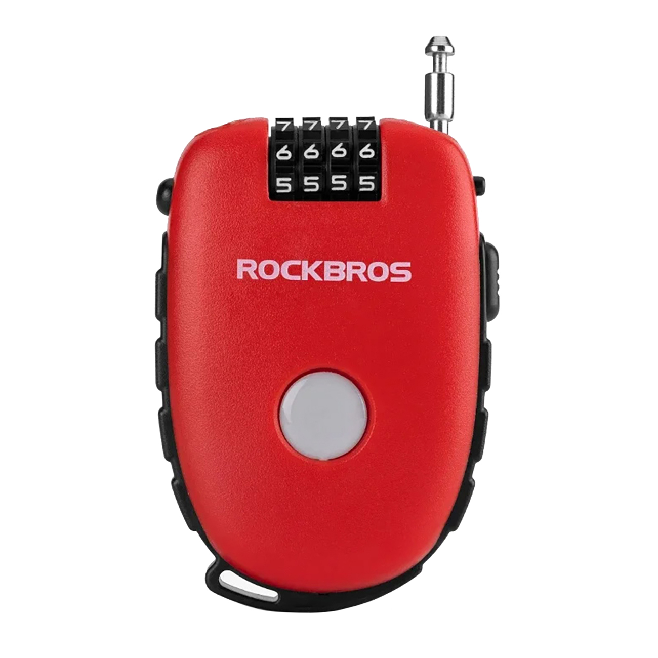 Rockbros 32420981001 dviračio spyna su ištraukiamu laidu, raudona