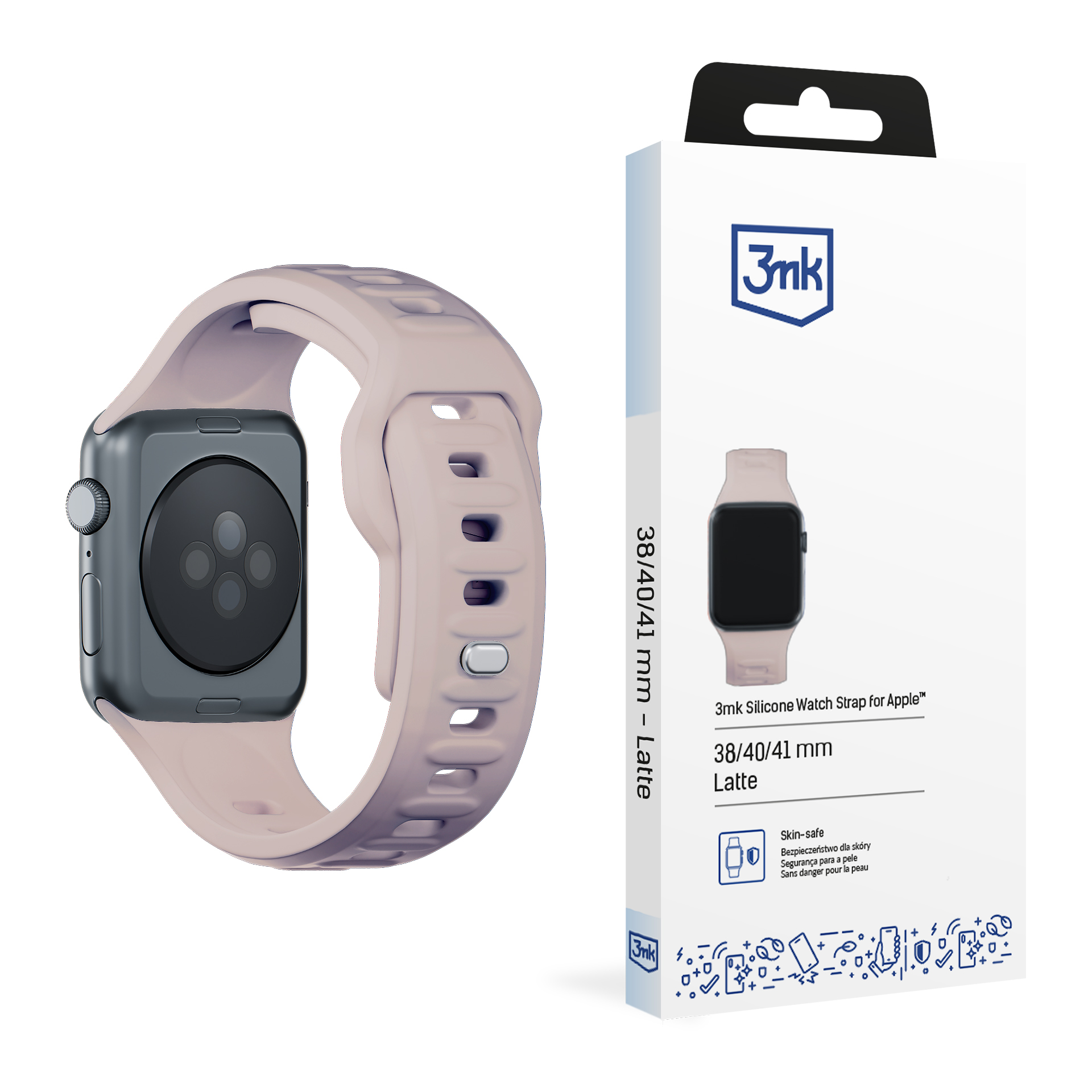 38/40/41/42 mm Latte (small) - 3mk Silicone Watch Strap for Apple