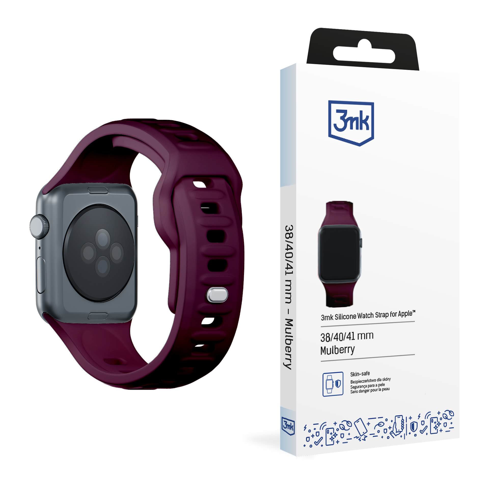 38/40/41/42 mm Mulberry (small) - 3mk Silicone Watch Strap for Apple