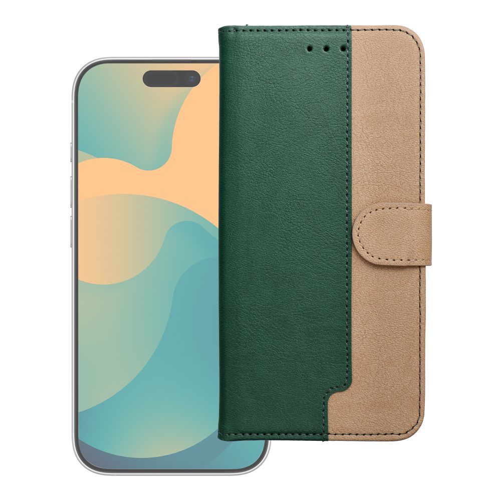 Žalias ir auksinis atverčiamas dėklas „Split Book“, skirtas „Motorola Moto G17 Power“