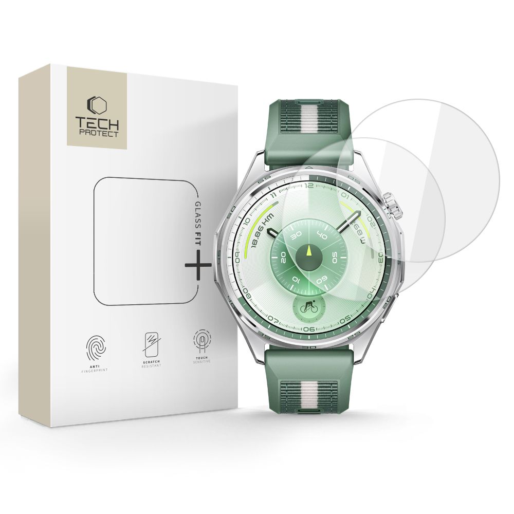Tech-Protect Glass Fit+ 2 dalių grūdinto stiklo rinkinys Huawei Watch GT 6 46mm laikrodžiui - skaidrus