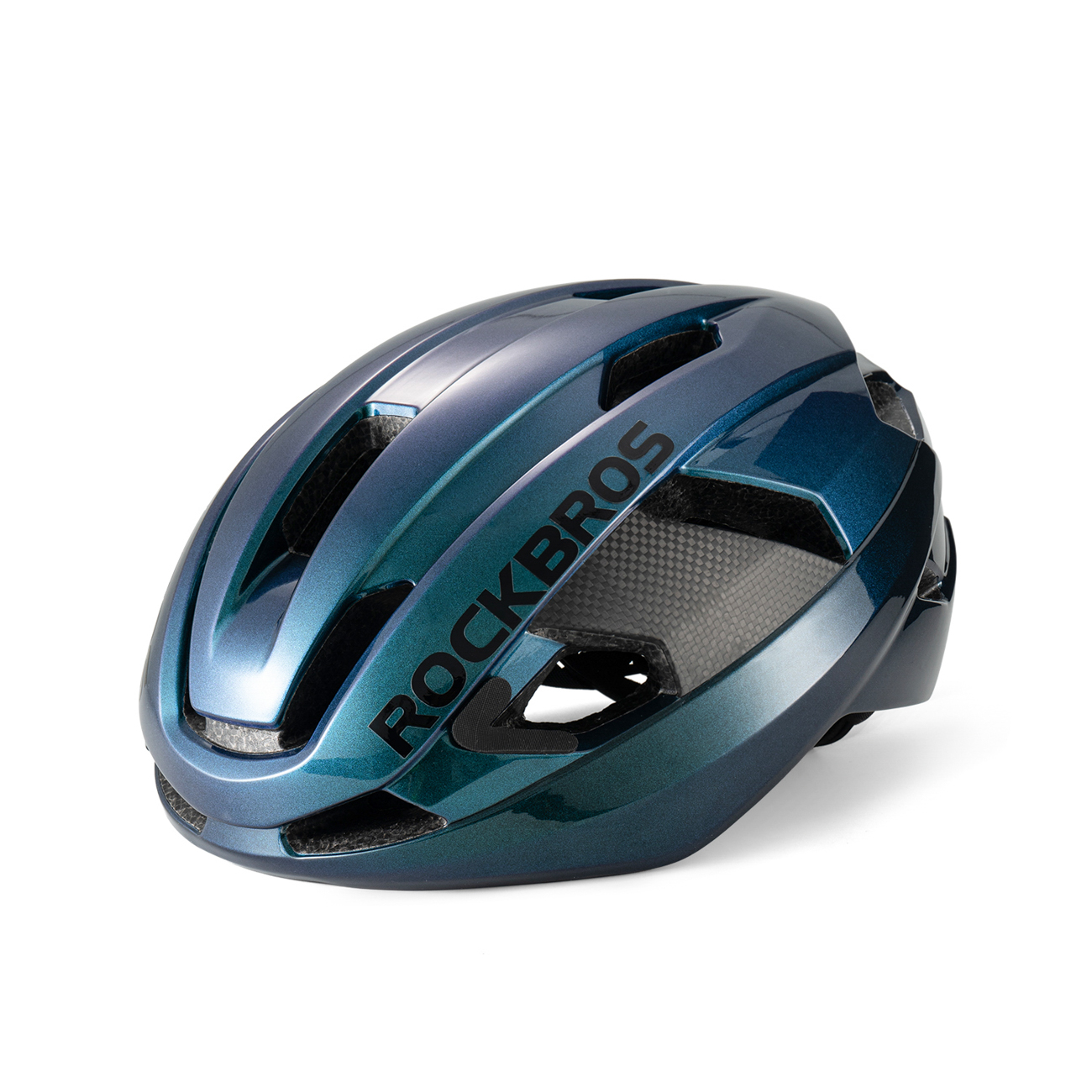 Rockbros LK-15 anglies pluošto dviratininko šalmas, L dydis (58-62cm) – Chameleon Blue