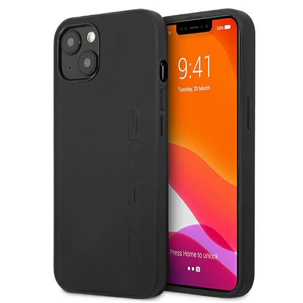 Mercedes AMG odinis karšto spaudimo dėklas iPhone 13 / 14 / 15, juodas