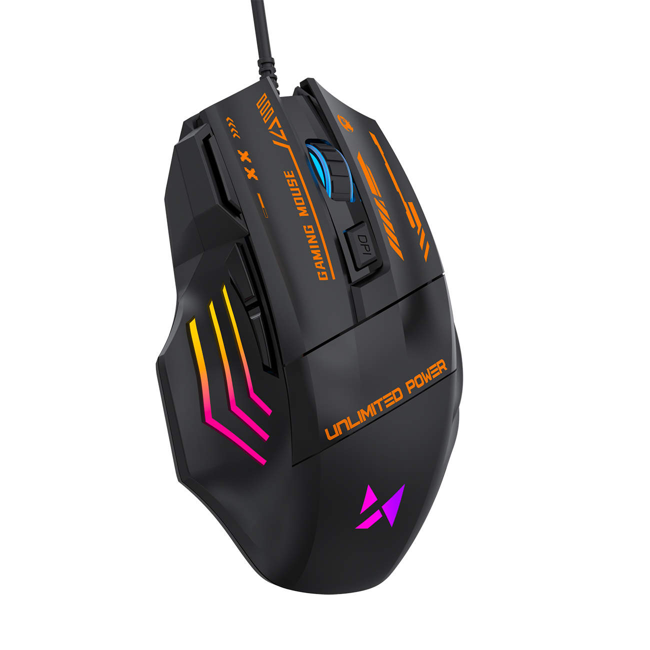 Wozinsky WMGK-1179W laidinė optinė žaidimų pelė, 7200 DPI, su apšvietimu, juoda