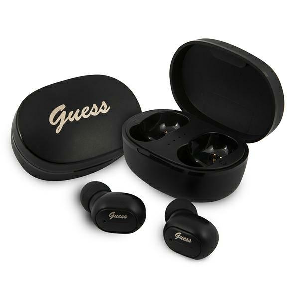 Guess GUTWST30BKTWS Bluetooth belaidės ausinės su įkrovimo stotele, juodos