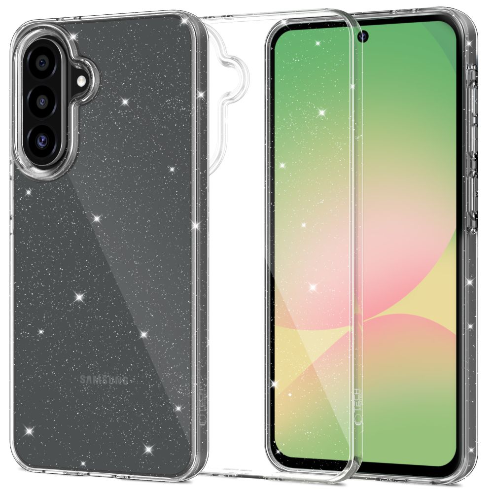 Tech-Protect FlexAir dėklas Samsung Galaxy A27 5G, skaidrus su blizgučiais