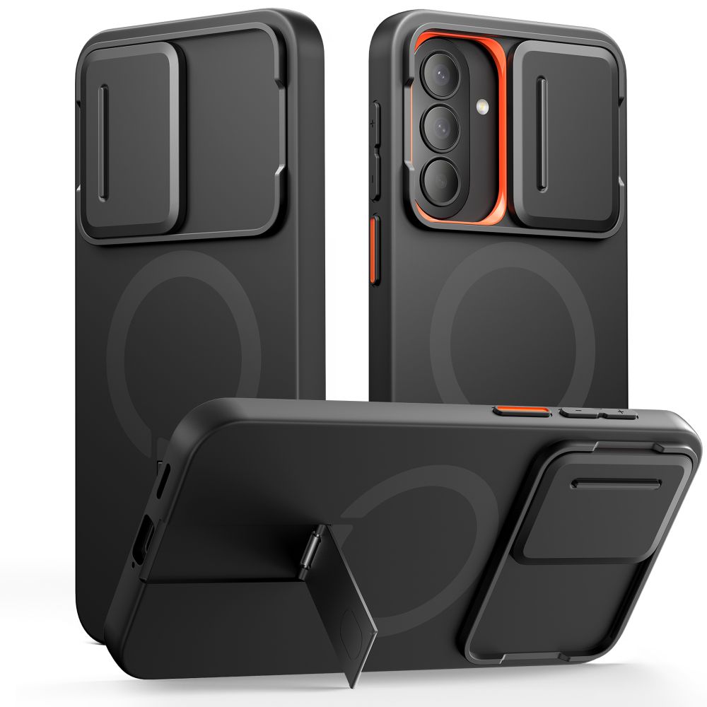 Tech-Protect Kevlar Aura MagSafe dėklas Samsung Galaxy A57, juodas ir oranžinis