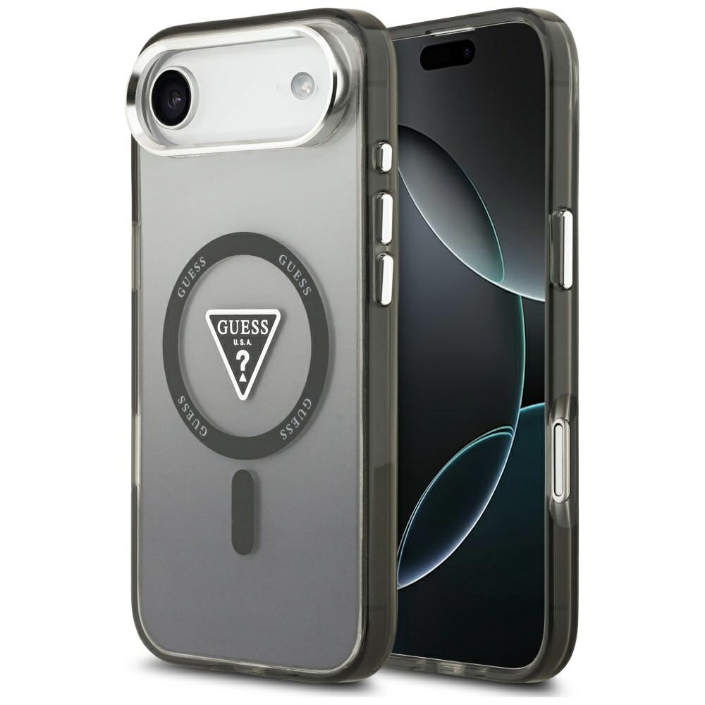 GUESS dėklas telefonui IPHONE 17 Air, suderinamas su MagSafe GUHMP17MHGTMLCGK (IML gradientas su trikampiu logotipu) juodas