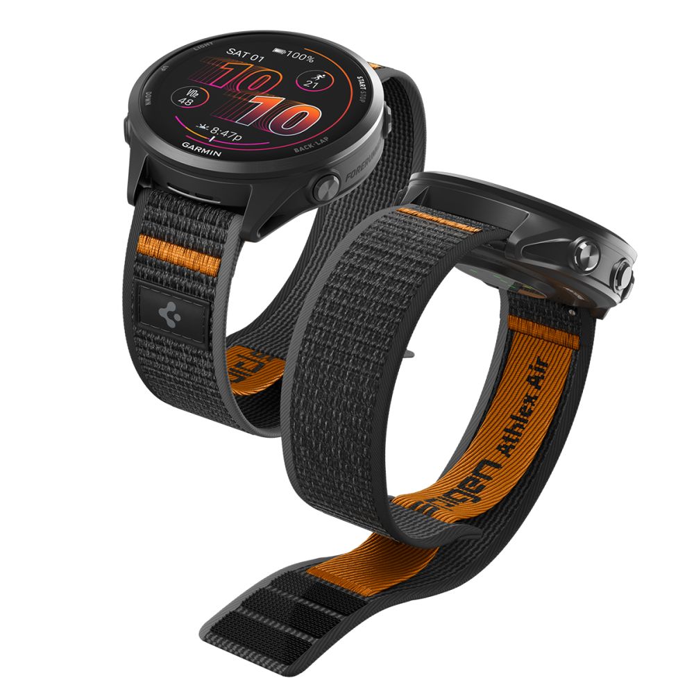 Spigen Athlex Airna Garmin Quick Release 22 mm dirželis, juodas ir oranžinis