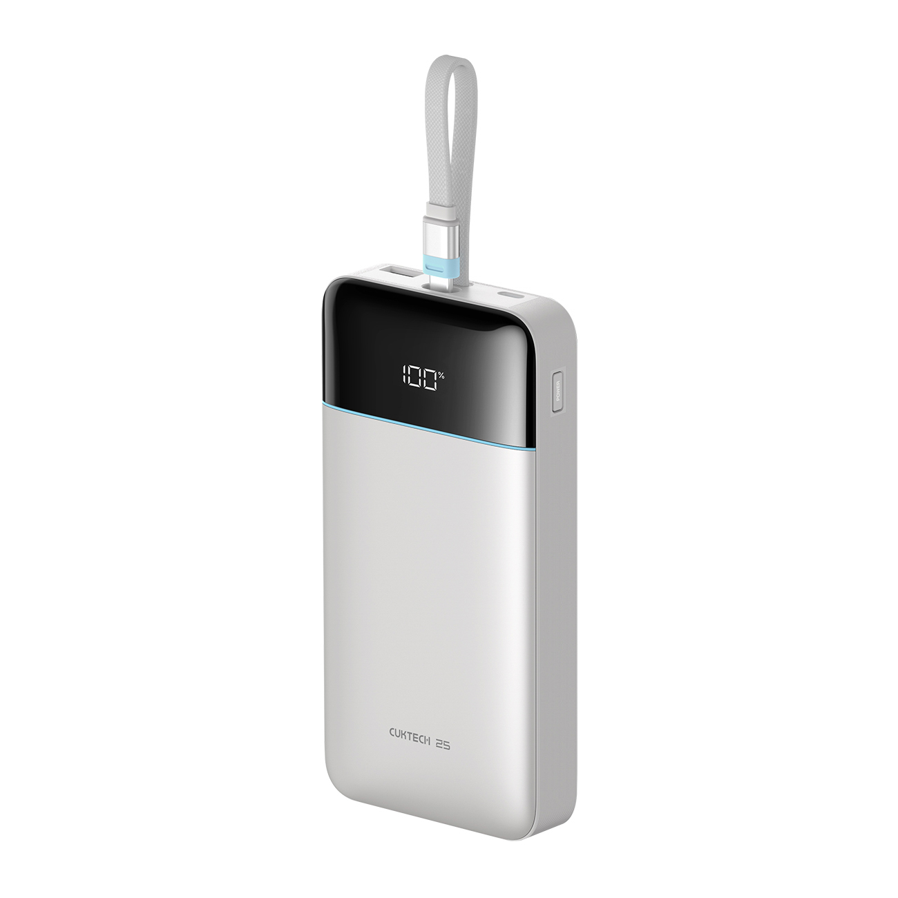 Cuktech LPB252N 120W 25000mAh išorinė baterija su integruotu USB-C laidu – spalva: balta