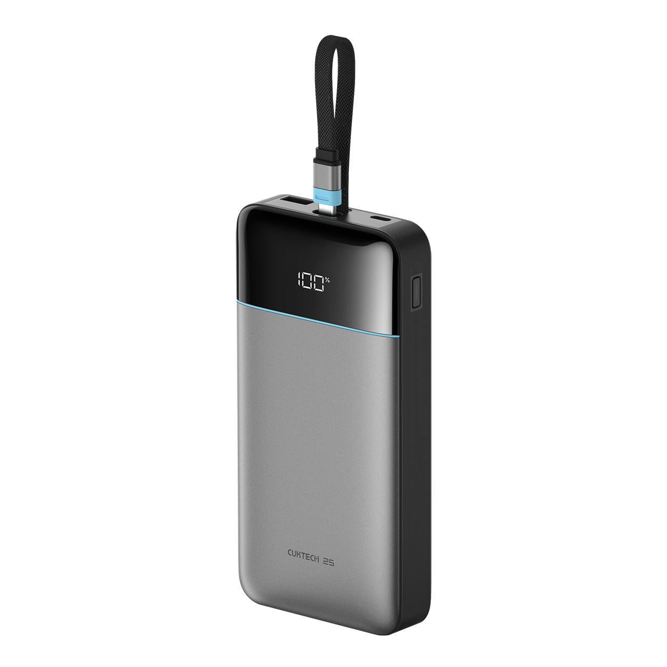 Cuktech LPB252N 120W 25000mAh išorinė baterija su integruotu USB-C laidu – spalva: pilka