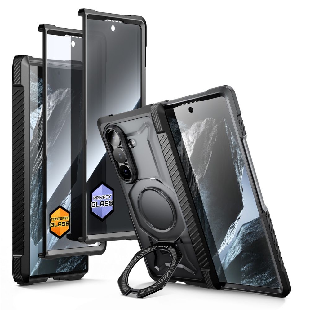 Supcase UB Grip Mag MagSafe dėklų komplektas, 2 vnt., skirtas Samsung Galaxy Z Fold 8, juodas