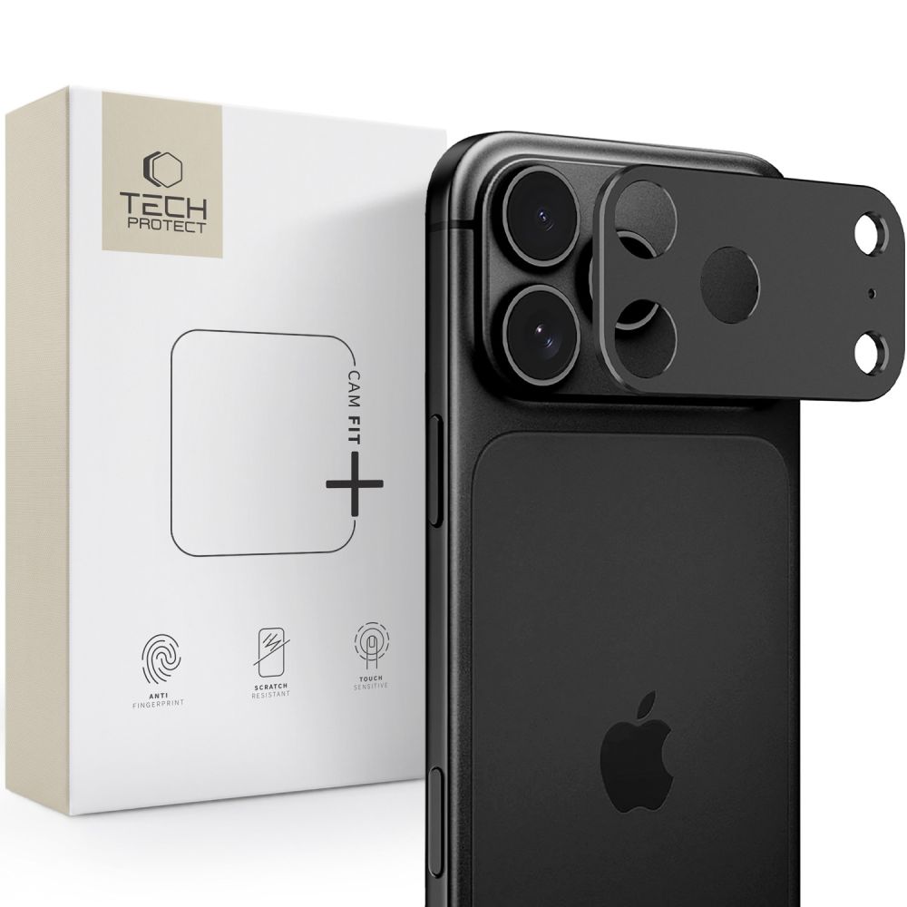 Tech-Protect Camalloy Fit+ kameros dangtelis, skirtas iPhone 18 Pro, juodas