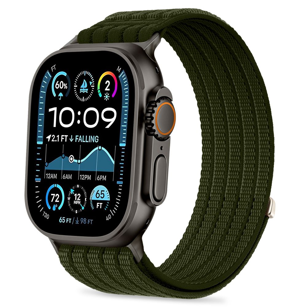 Tech-Protect Nylon Sport nailoninis sportinis dirželis, skirtas Apple Watch 44 / 45 / 46 / 49 mm, tamsiai žalias