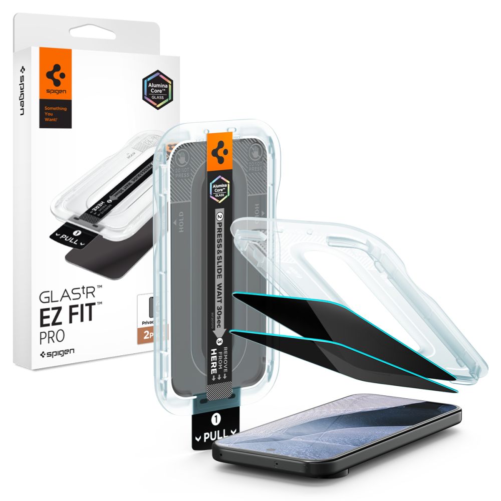 Spigen Glas.tR EZ Fit Pro HD 2 vnt. privatumo grūdintų stiklų rinkinys, skirtas Google Pixel 10 / 11