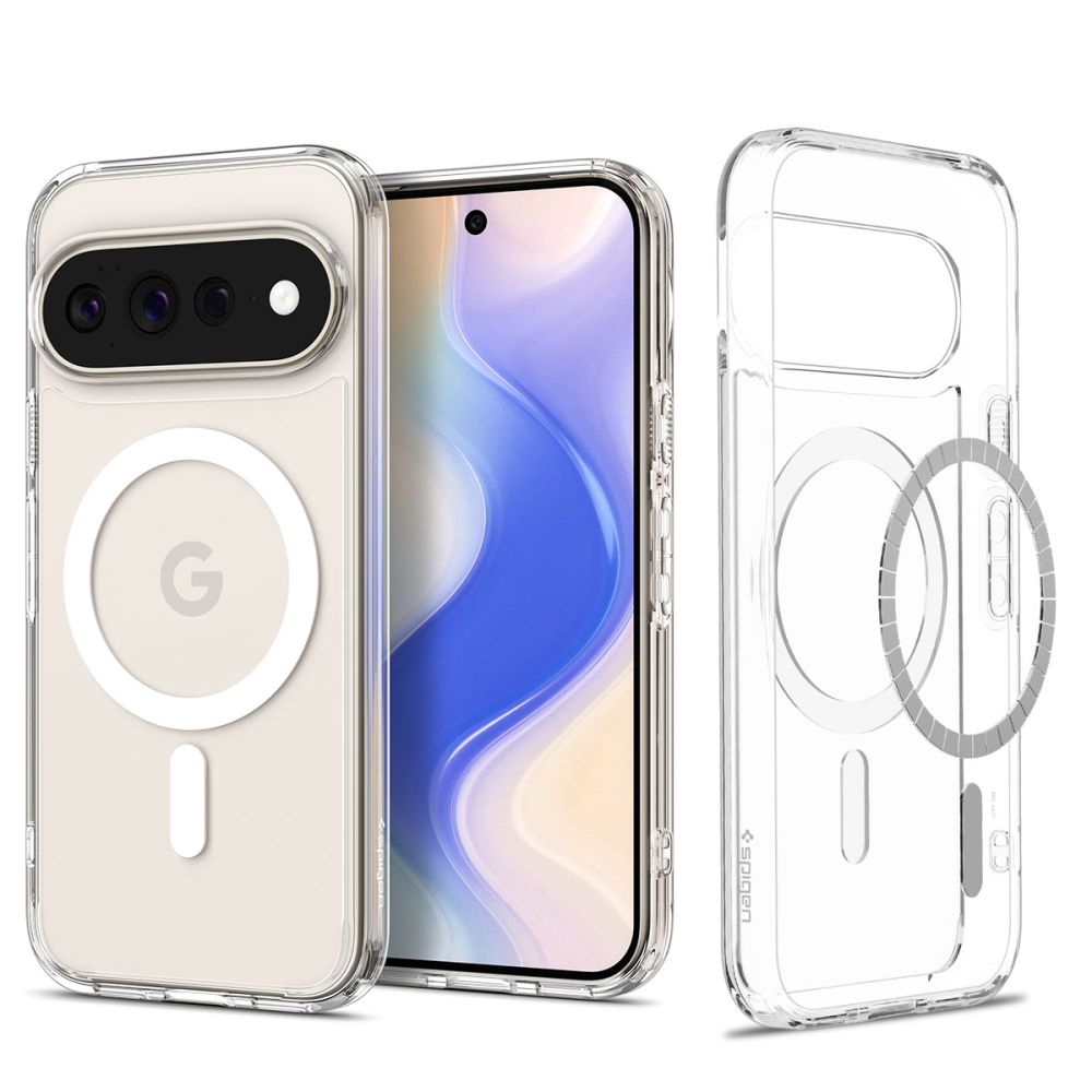 Spigen Ultra Hybrid Mag MagSafe dėklas Google Pixel 11 Pro XL – skaidrus ir baltas