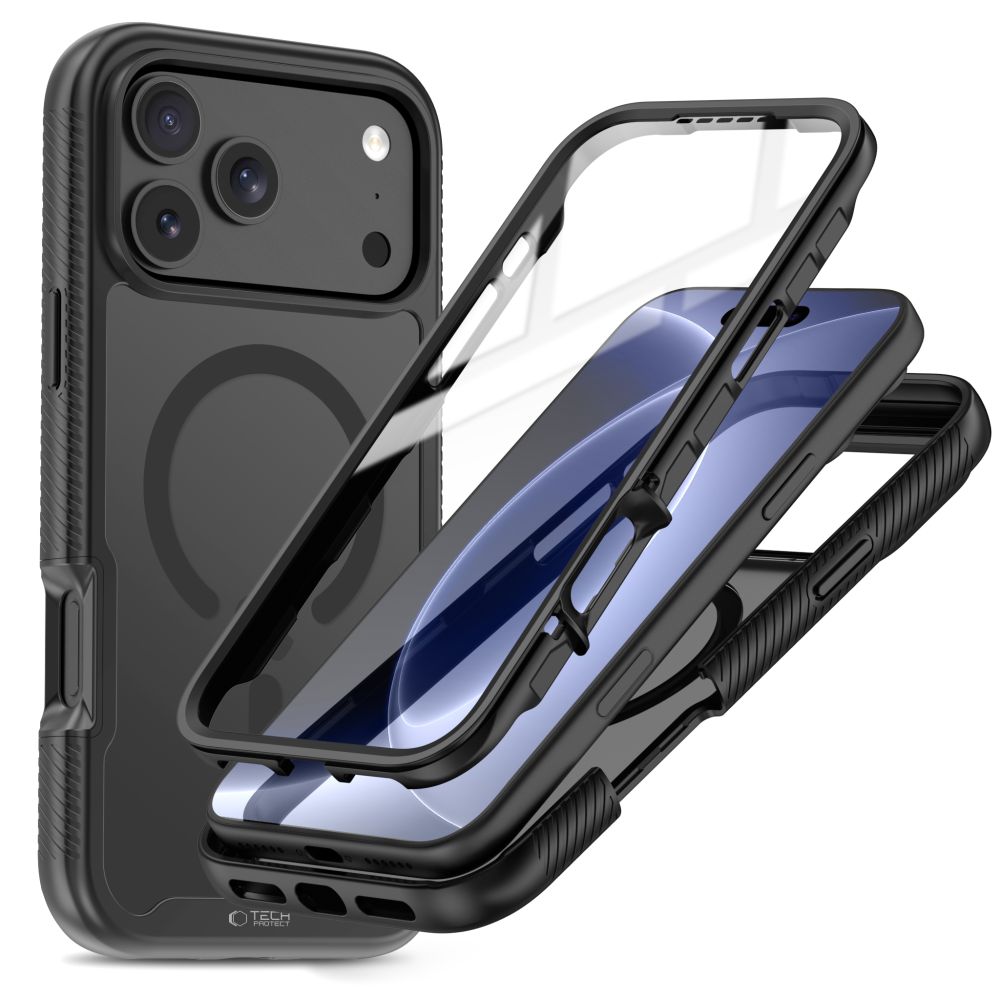 Tech-Protect Defense MagSafe dėklas, skirtas iPhone 17 Pro Max / 18 Pro Max – matinis juodas