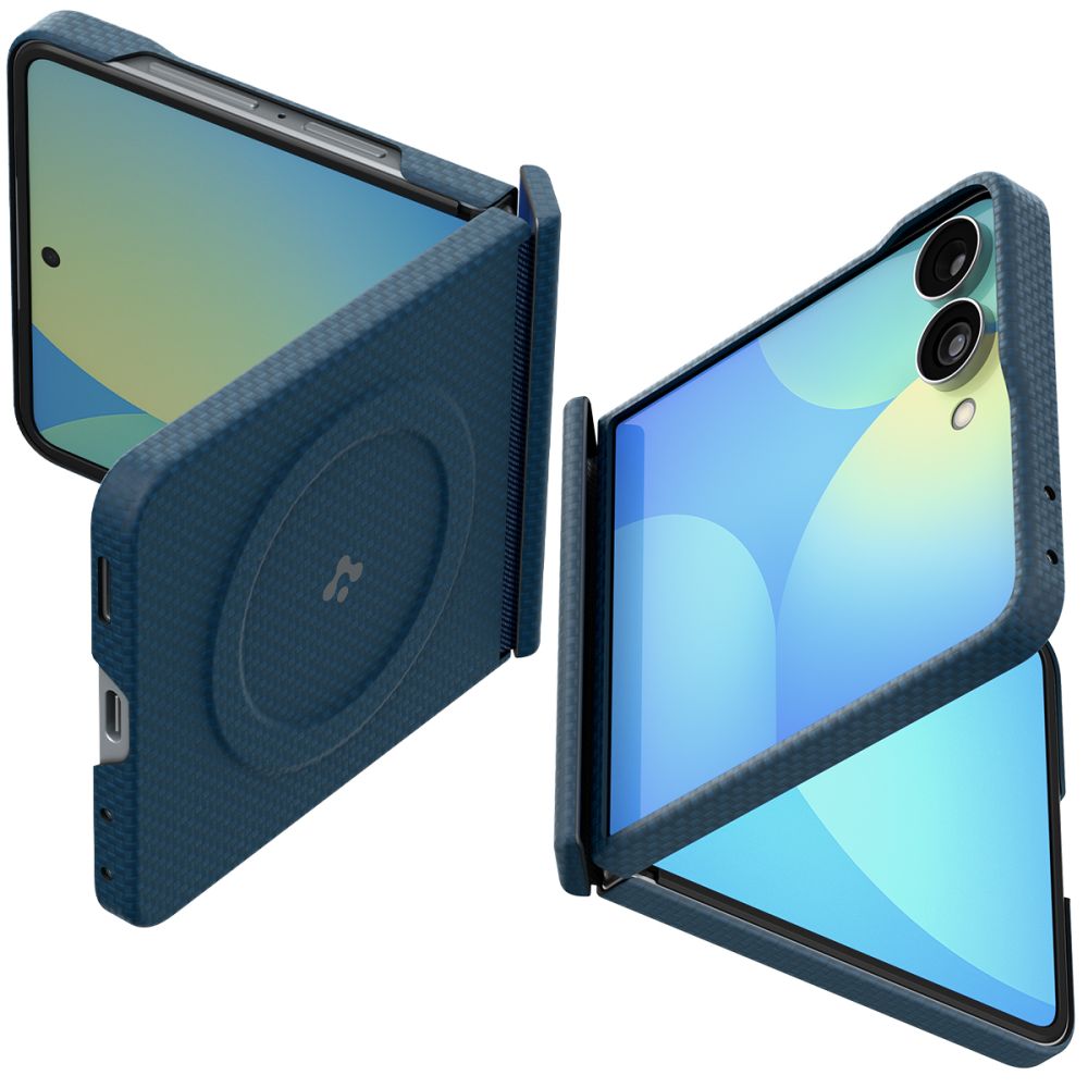 Spigen AirSkin Aramid MagFit MagSafe dėklas, skirtas Samsung Galaxy Z Flip 8 – tamsiai mėlynas