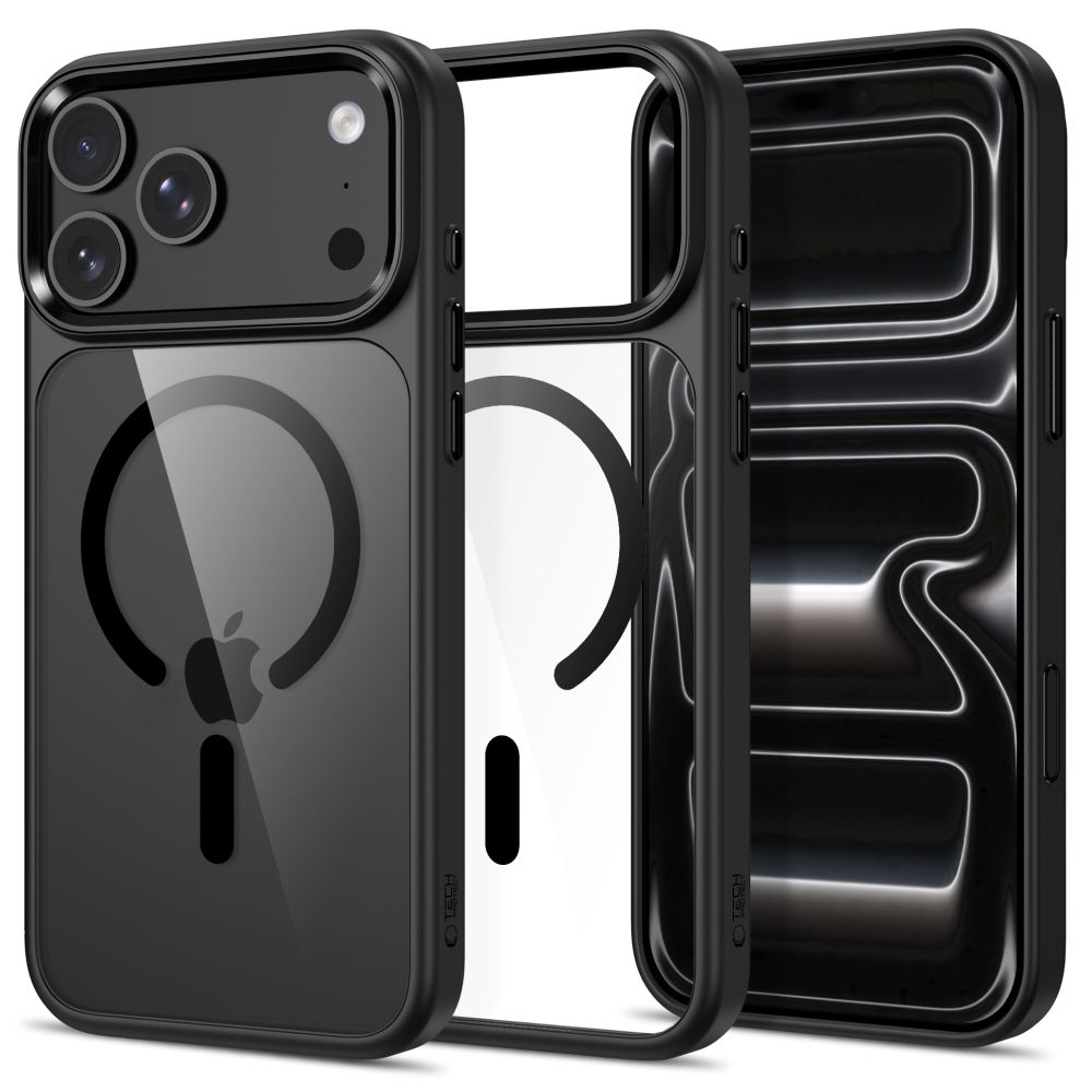 Tech-Protect Magmat MagSafe CC dėklas, skirtas iPhone 17 Pro Max / 18 Pro Max – skaidrus juodas