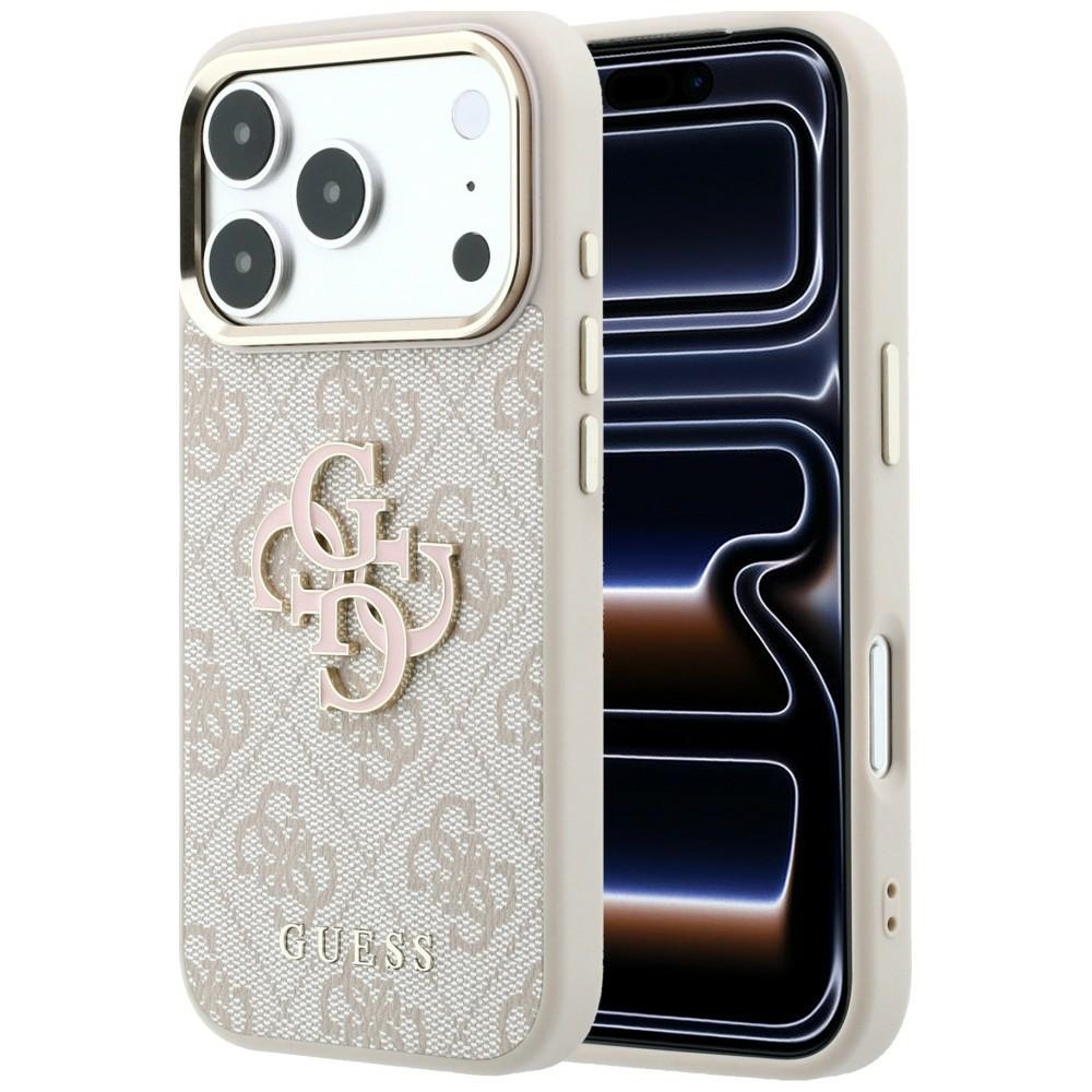 Guess 4G & Big Resin Logo dėklas, skirtas iPhone 17 Pro / 18 Pro – spalva: rožinė