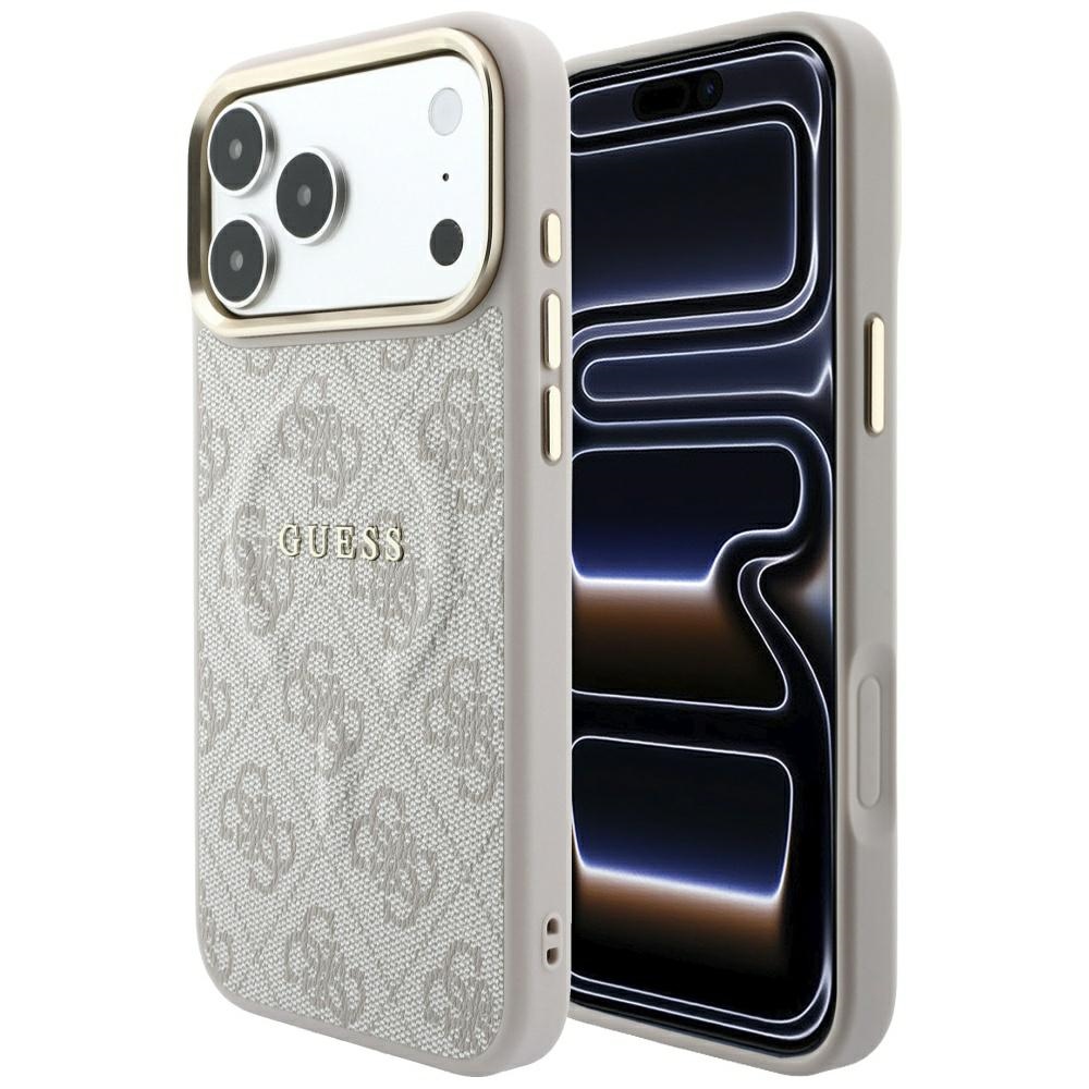 Guess Embossed 4G Classic MagSafe dėklas, skirtas iPhone 17 Pro Max / 18 Pro Max – spalva: rožinė