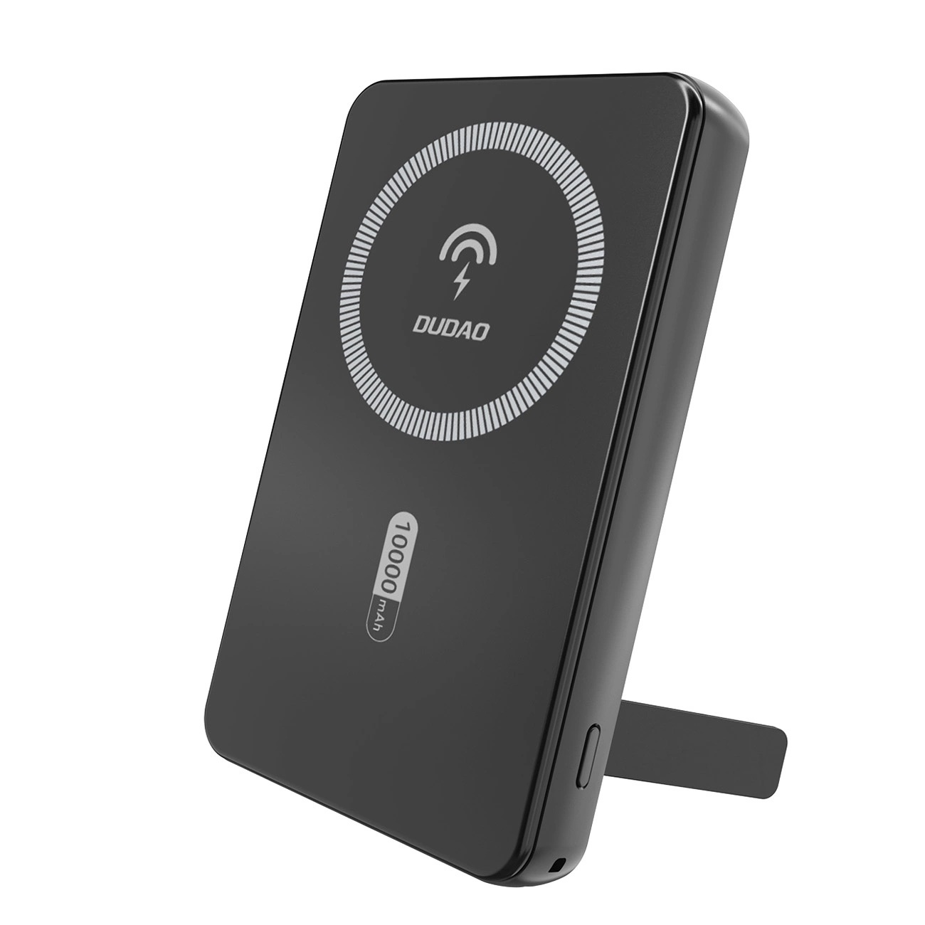Dudao K14S+ 10000 mAh 22,5 W magnetinė išorinė baterija USB-A + USB-C, suderinama su MagSafe, su stovu, juoda