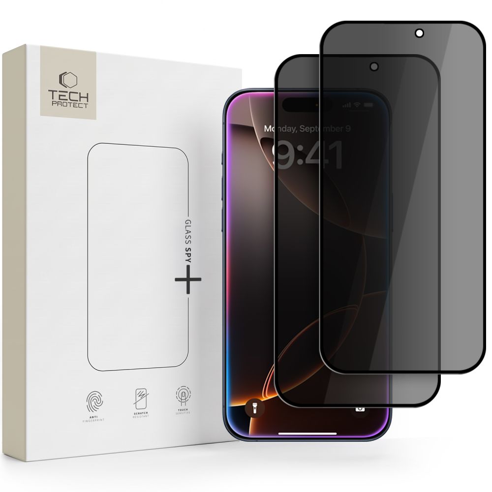 Tech-Protect Glass SPY+ privatumo grūdintas stiklas, 2 vnt., skirtas iPhone 18 Pro Max