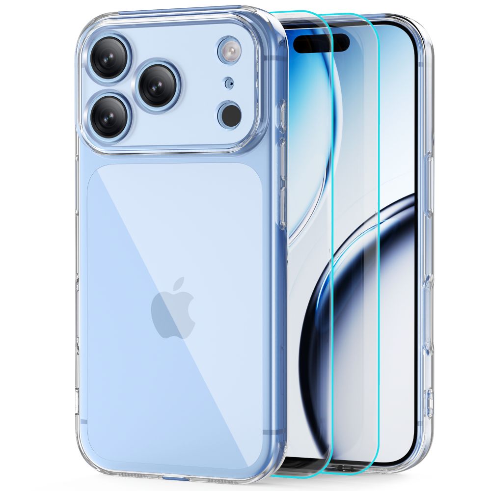 Tech-Protect FlexAir skaidrus dėklas ir Glass Fit+ grūdintas stiklas, 2 vnt., skirti iPhone 18 Pro Max / 17 Pro Max