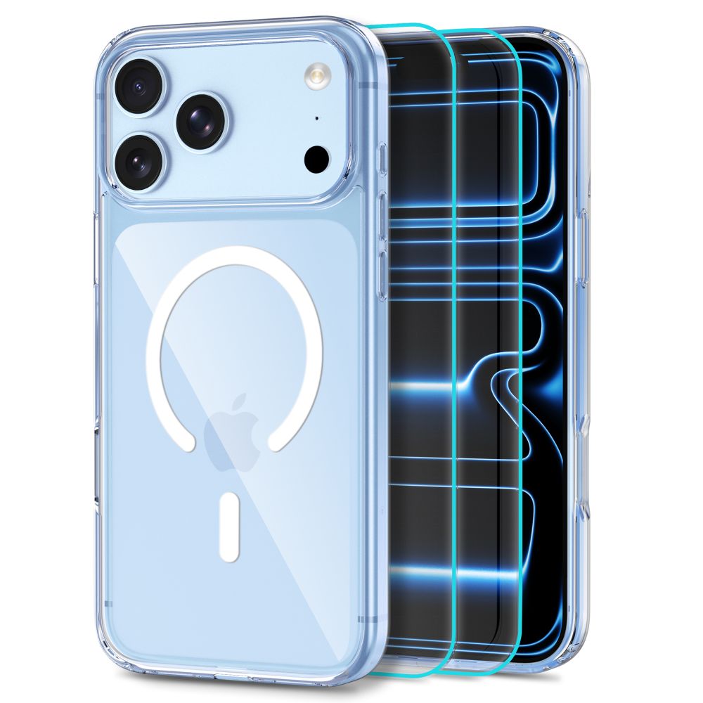 Tech-Protect FlexAir Hybrid skaidrus MagSafe dėklas ir Glass Fit+ grūdintas stiklas, 2 vnt., skirti iPhone 18 Pro Max / 17 Pro Max