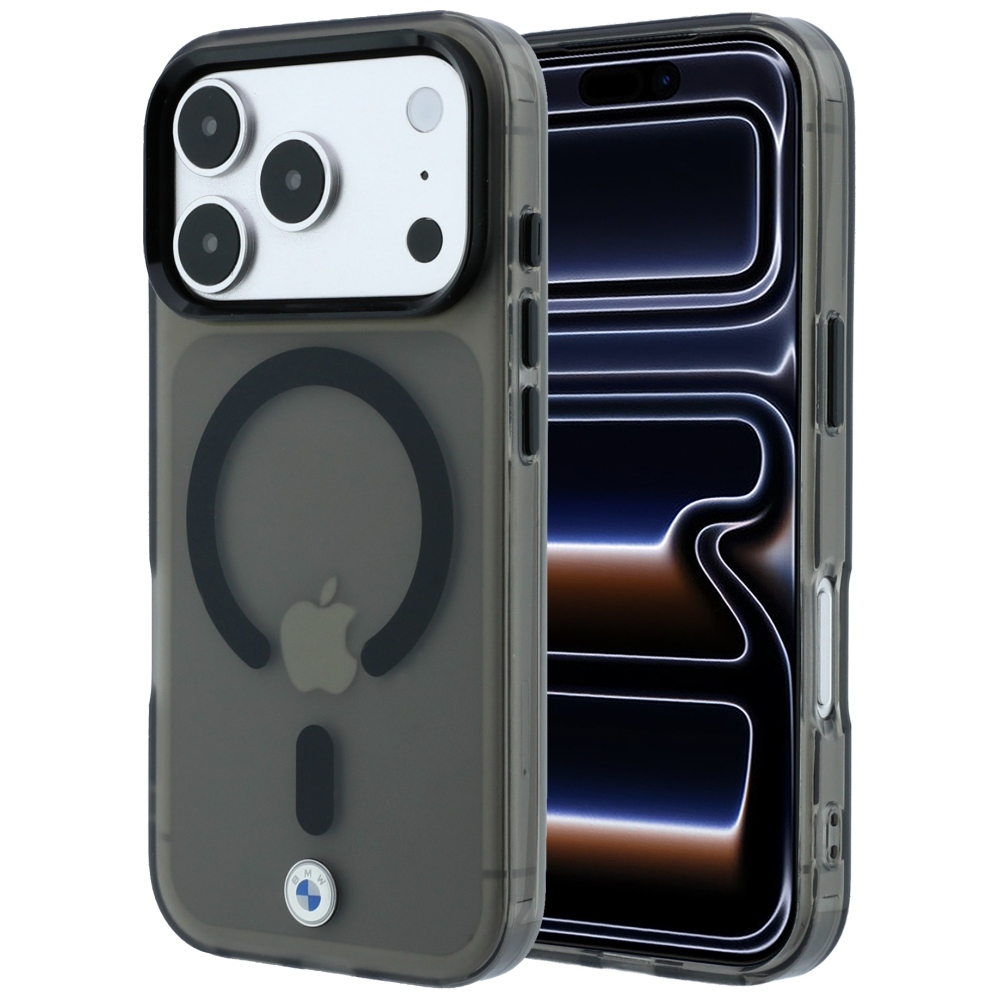 BMW Sign Frosted IML & MetalL Logo MagSafe dėklas, skirtas iPhone 17 Pro Max / 18 Pro Max – juodas