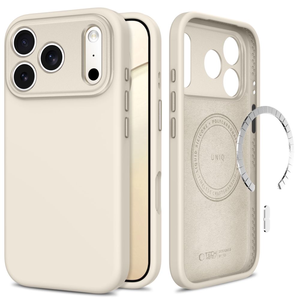 Tech-Protect Uniq MagSafe CC dėklas, skirtas iPhone 18 Pro Max / 17 Pro Max, smėlio spalvos