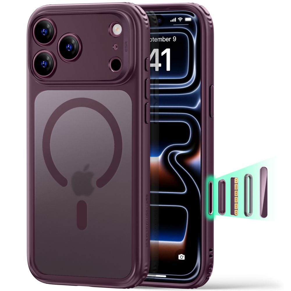 ESR Classic Hybrid MagSafe dėklas, skirtas iPhone 18 Pro Max / 17 Pro Max, tamsiai vyšninės spalvos