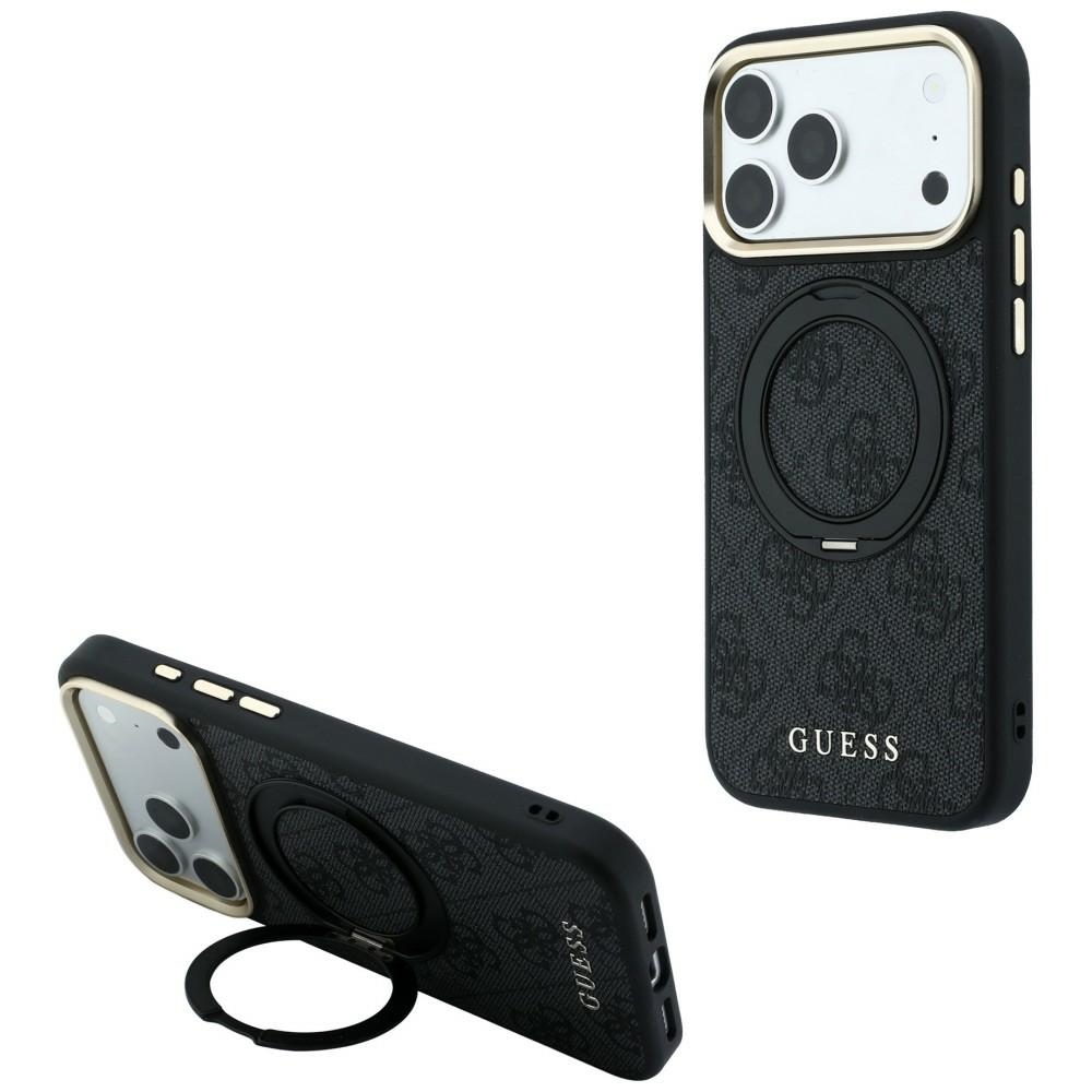 Guess Ring Stand 360 4G Classic Logo MagSafe чехол для iPhone 17 Pro / 18 Pro, черный