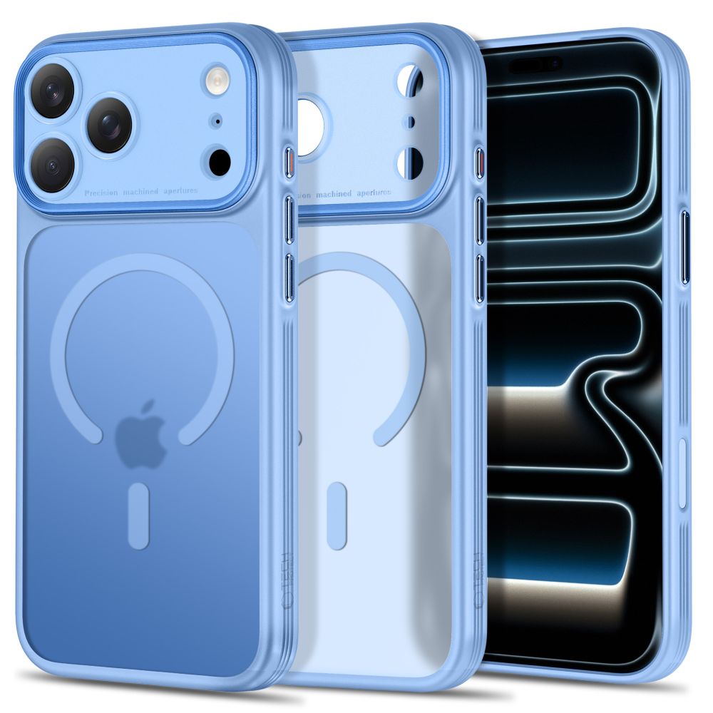 Tech-Protect MagPrime MagSafe CC dėklas, skirtas iPhone 18 Pro Max / 17 Pro Max, matinis šviesiai mėlynas
