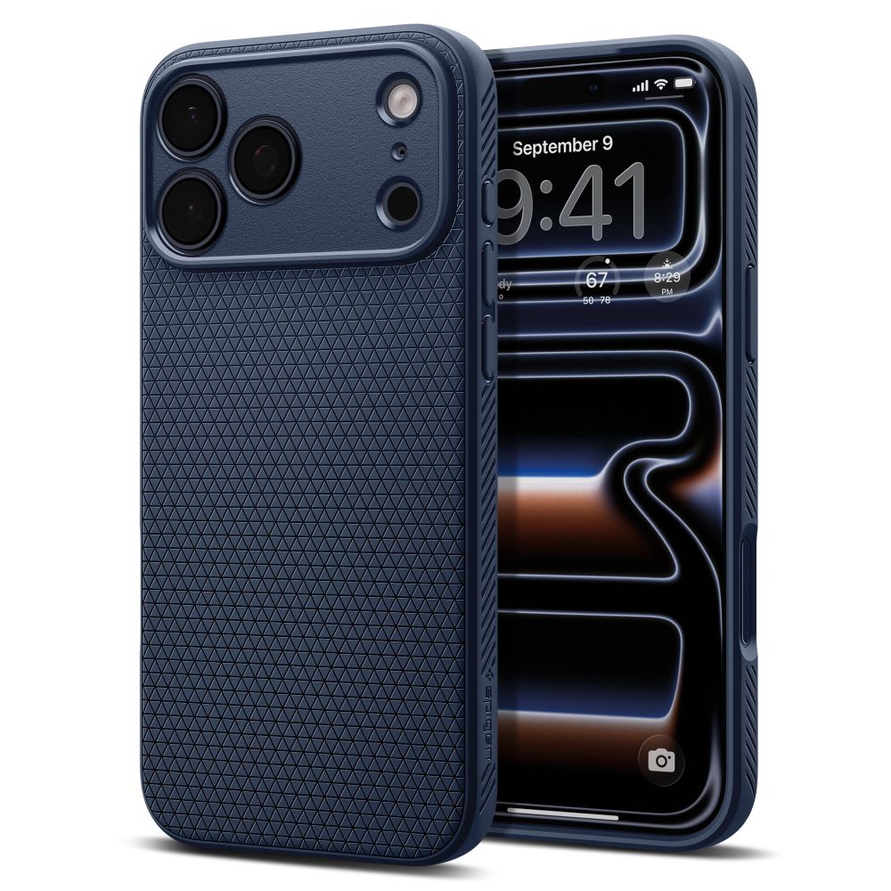 Spigen Liquid Air dėklas, skirtas iPhone 18 Pro / 17 Pro – spalva: tamsiai mėlyna