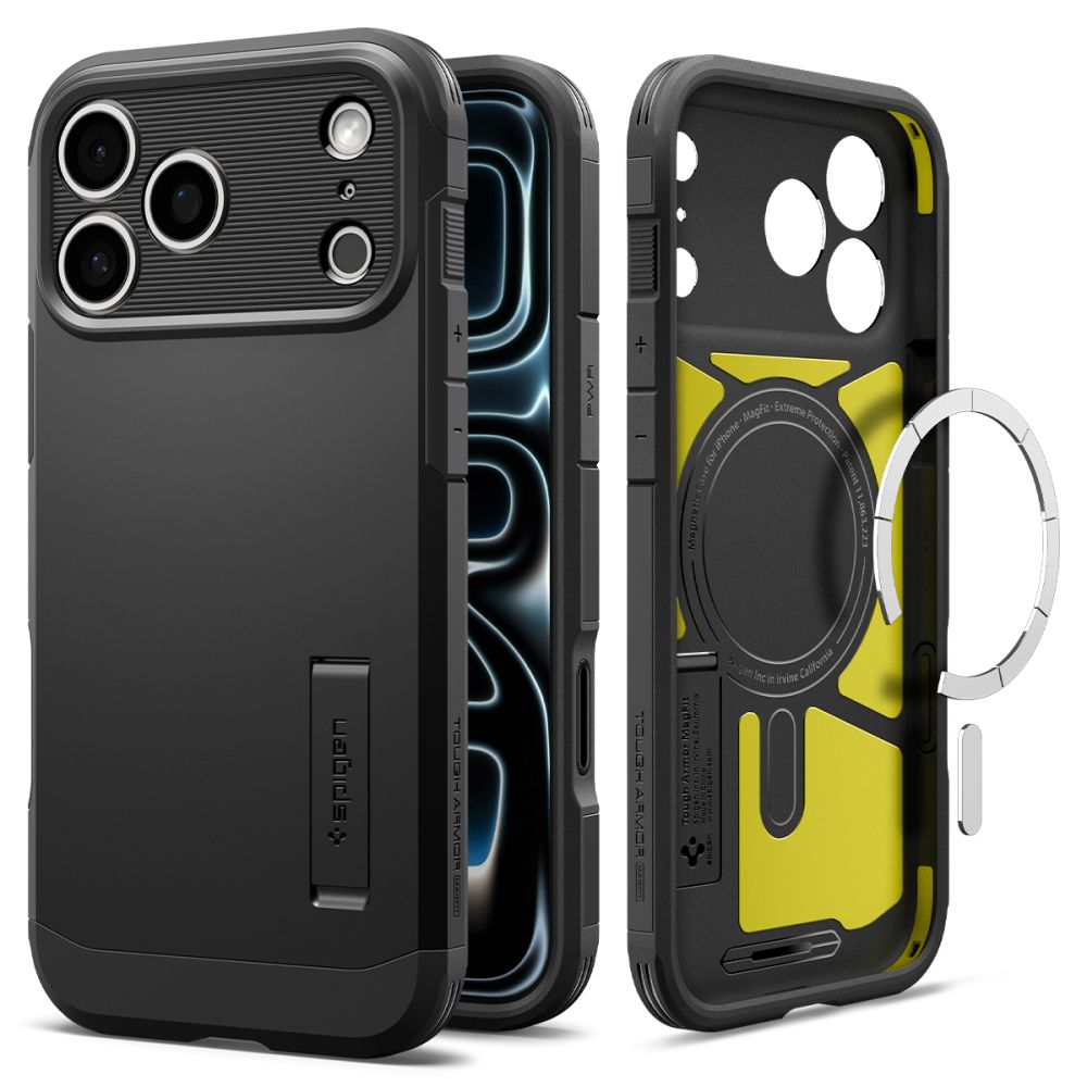 Spigen Tough Armor dėklas, skirtas iPhone 18 Pro Max / 17 Pro Max – spalva: juoda