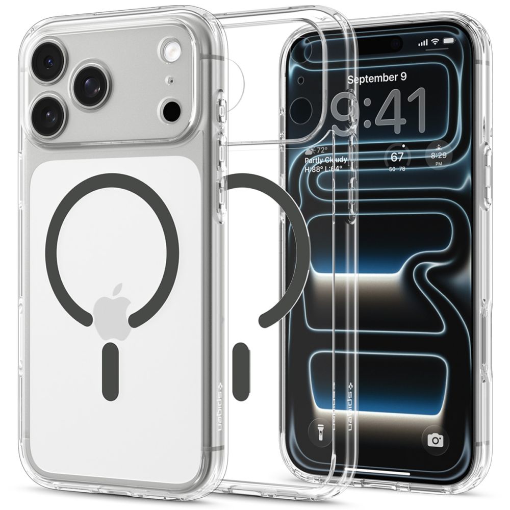 Spigen Ultra Hybrid MagSafe dėklas iPhone 18 Pro / 17 Pro, skaidrus grafitinis