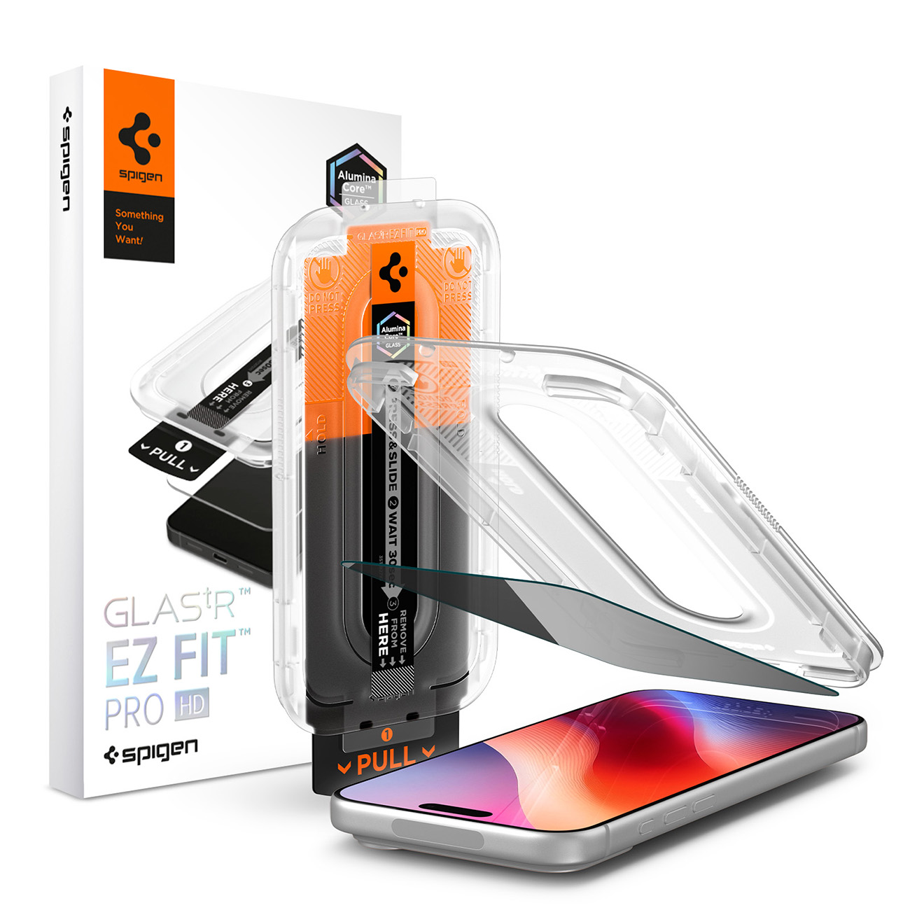 Spigen Glas.tR EZ Fit Pro HD AC privatumo grūdintas apsauginis stiklas, skirtas iPhone 18 Pro