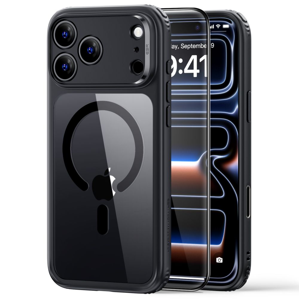 ESR Classic Hybrid MagSafe dėklas, skirtas iPhone 18 Pro / 17 Pro – skaidrus juodas