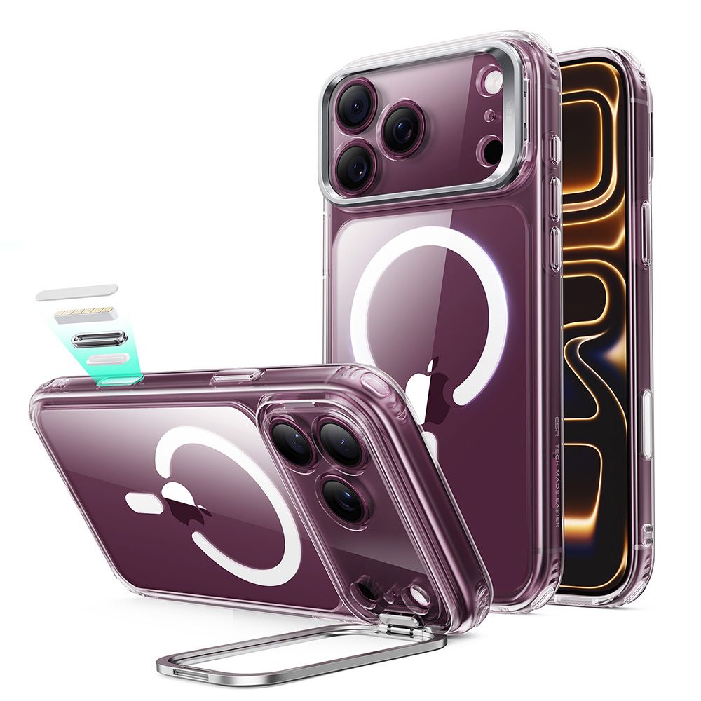 ESR Classic Hybrid Kickstand MagSafe dėklas, skirtas iPhone 18 Pro / 17 Pro, skaidrus