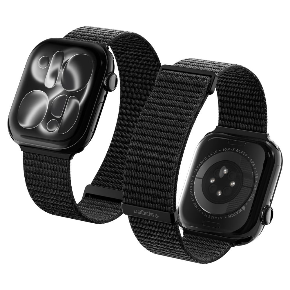 Spigen WBF01 dirželis, skirtas Apple Watch 44 / 45 / 46 / 49 mm, juodas