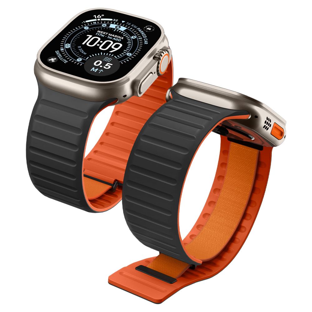 Spigen Athlex Air M dirželis Apple Watch 44/45/46/49 mm, juodas ir oranžinis