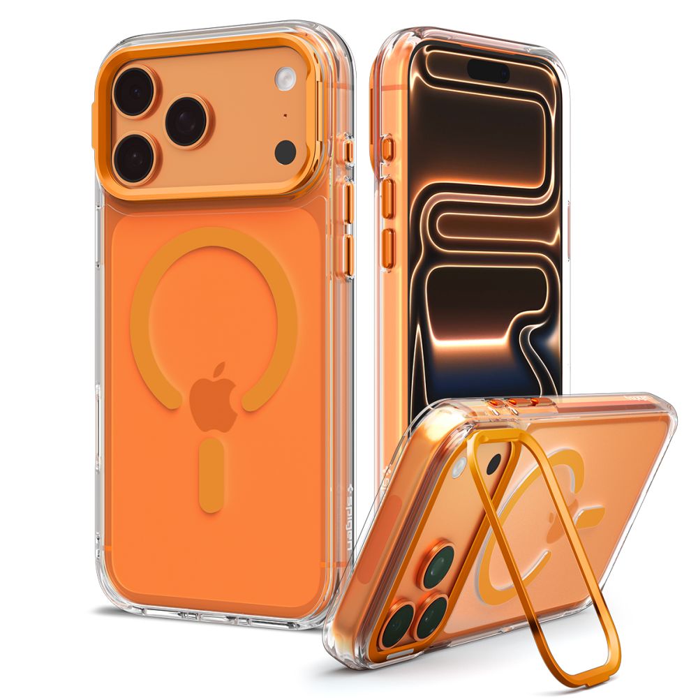 Spigen Ultra Hybrid Optik S MagSafe dėklas iPhone 18 Pro / 17 Pro, skaidrus oranžinis