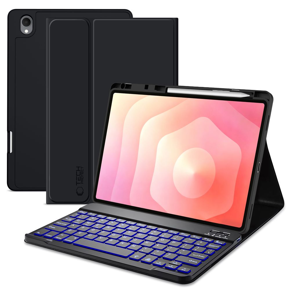 Tech-Protect SC Pen dėklas su Bluetooth klaviatūra Samsung Galaxy Tab S12+ 12.4" X840 / X846B, juodas