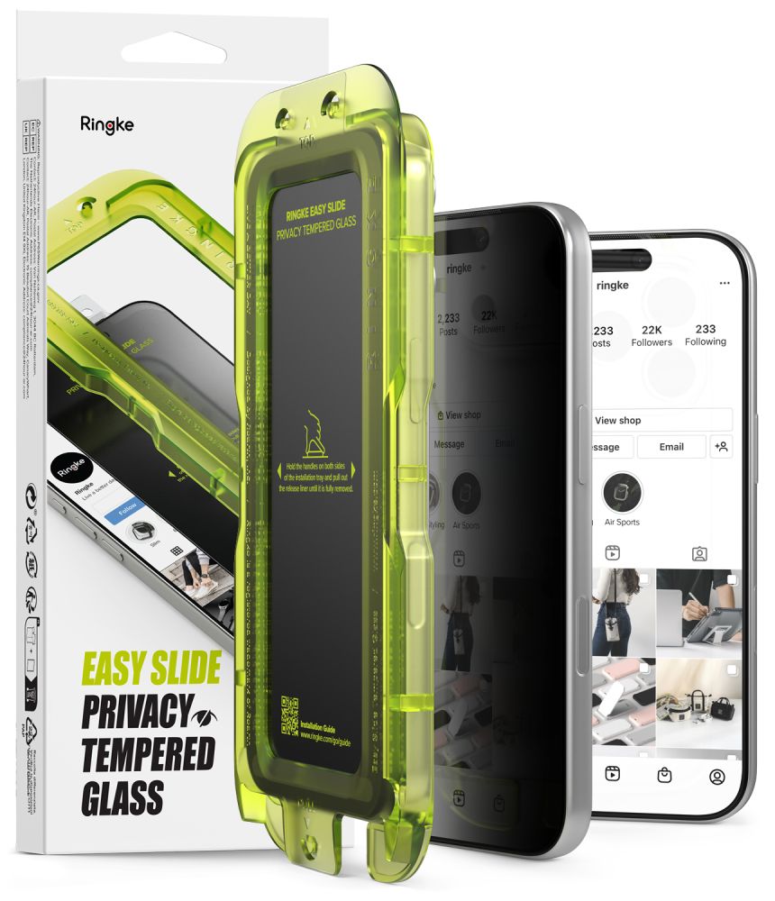 Ringke Easy Slide Privacy privatumo grūdintas stiklas, 2 vnt. komplektas, skirtas iPhone 18 Pro Max