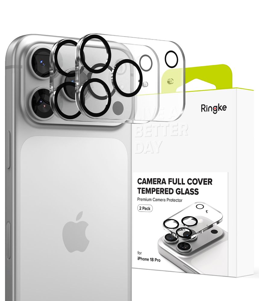 Ringke Camera Full Cover apsauginis grūdintas stiklas kamerai, 2 vnt. komplektas, skirtas iPhone 18 Pro, juodas