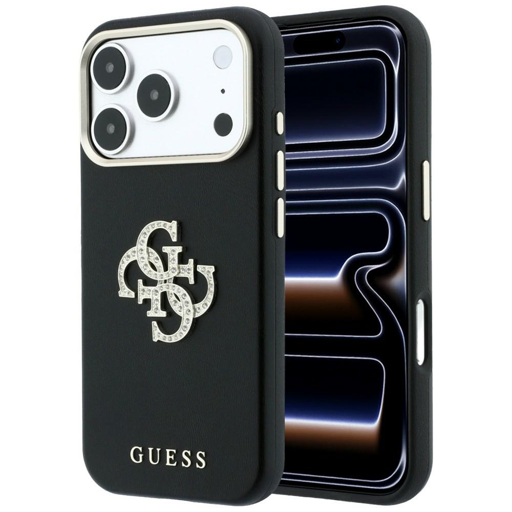 Guess Smooth & Big Strass Logo dėklas iPhone 18 Pro / 17 Pro – juodas