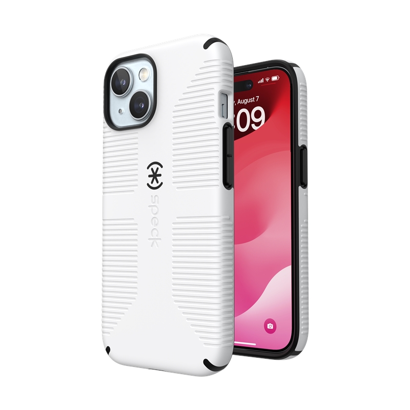 Speck Candyshell Grip MagSafe - iPhone 17e / 16e / 15 / 14 / 13 dėklas (baltas / juodas)
