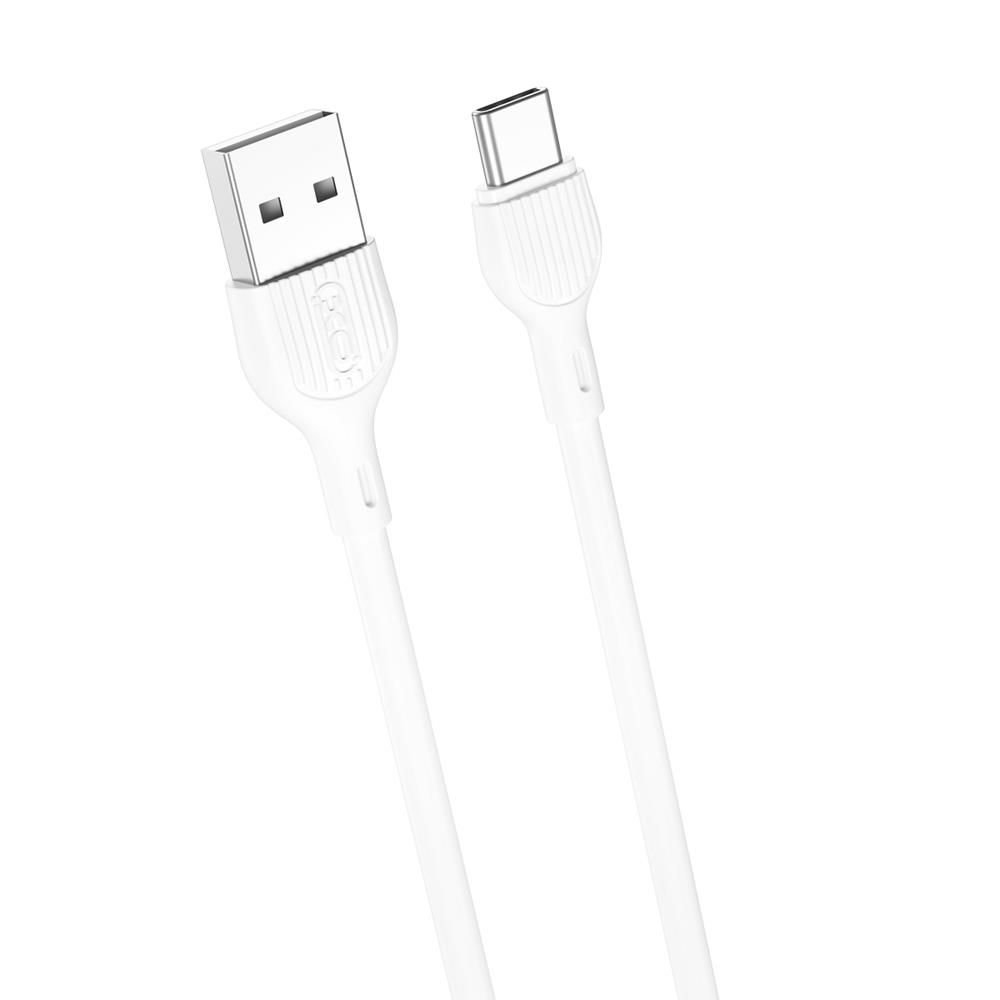 XO laidas NB200 USB - USB-C 1,0m 2.1A, baltas